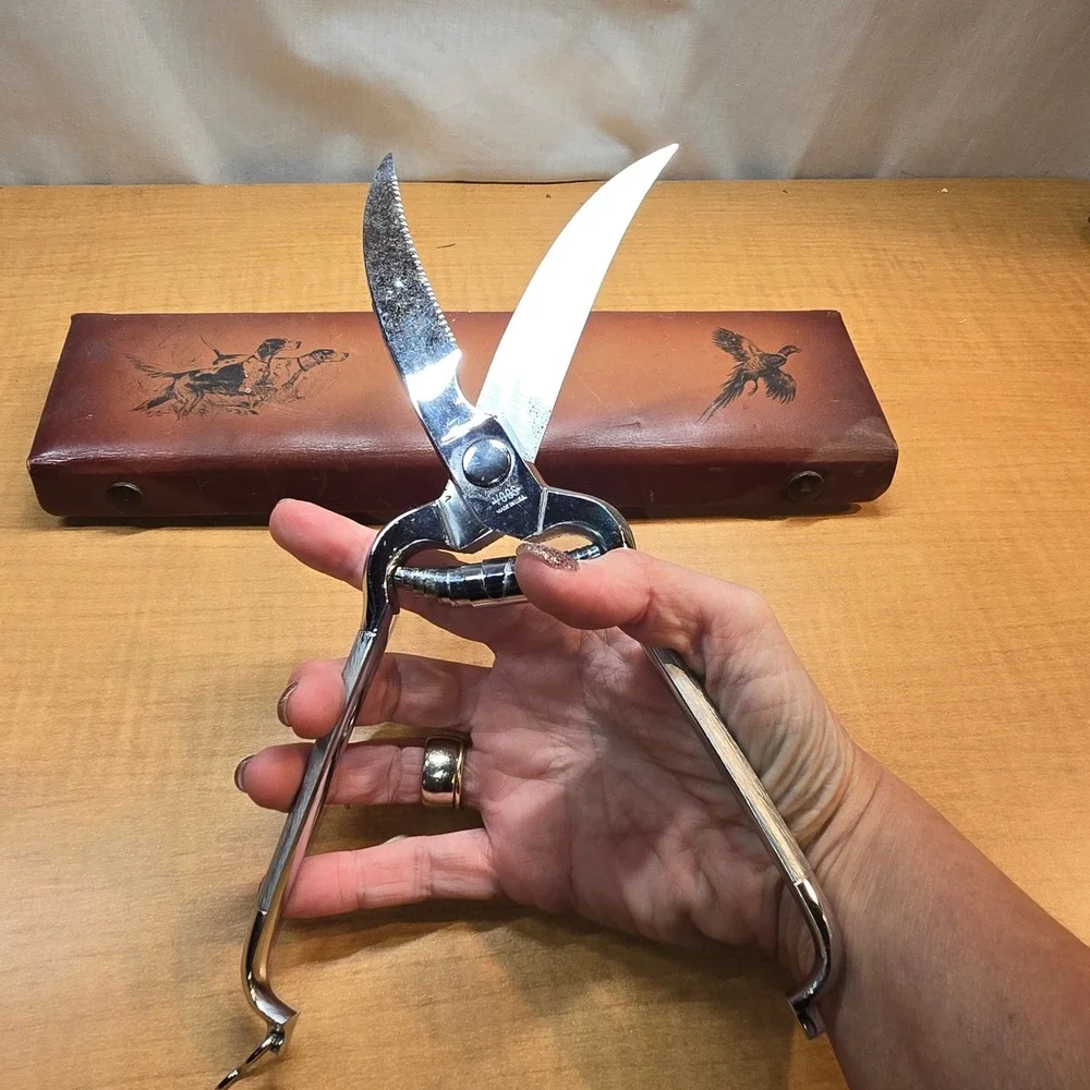 VTG VOOS Poultry Kitchen Utility Stainless‎ Steel Shears with Case Pheasant Hunt